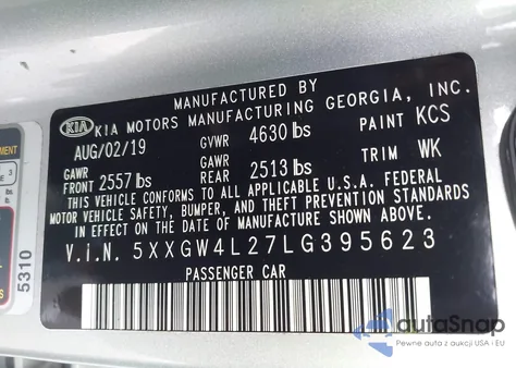 2020 Kia Optima Sx Turbo from USA, damaged, VIN 5XXGW4L27LG395623